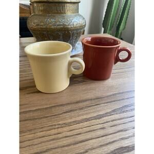 Vintage Fiestaware Homer Laughlin Coffee Cups Mugs USA O Ring Handle Set of 2